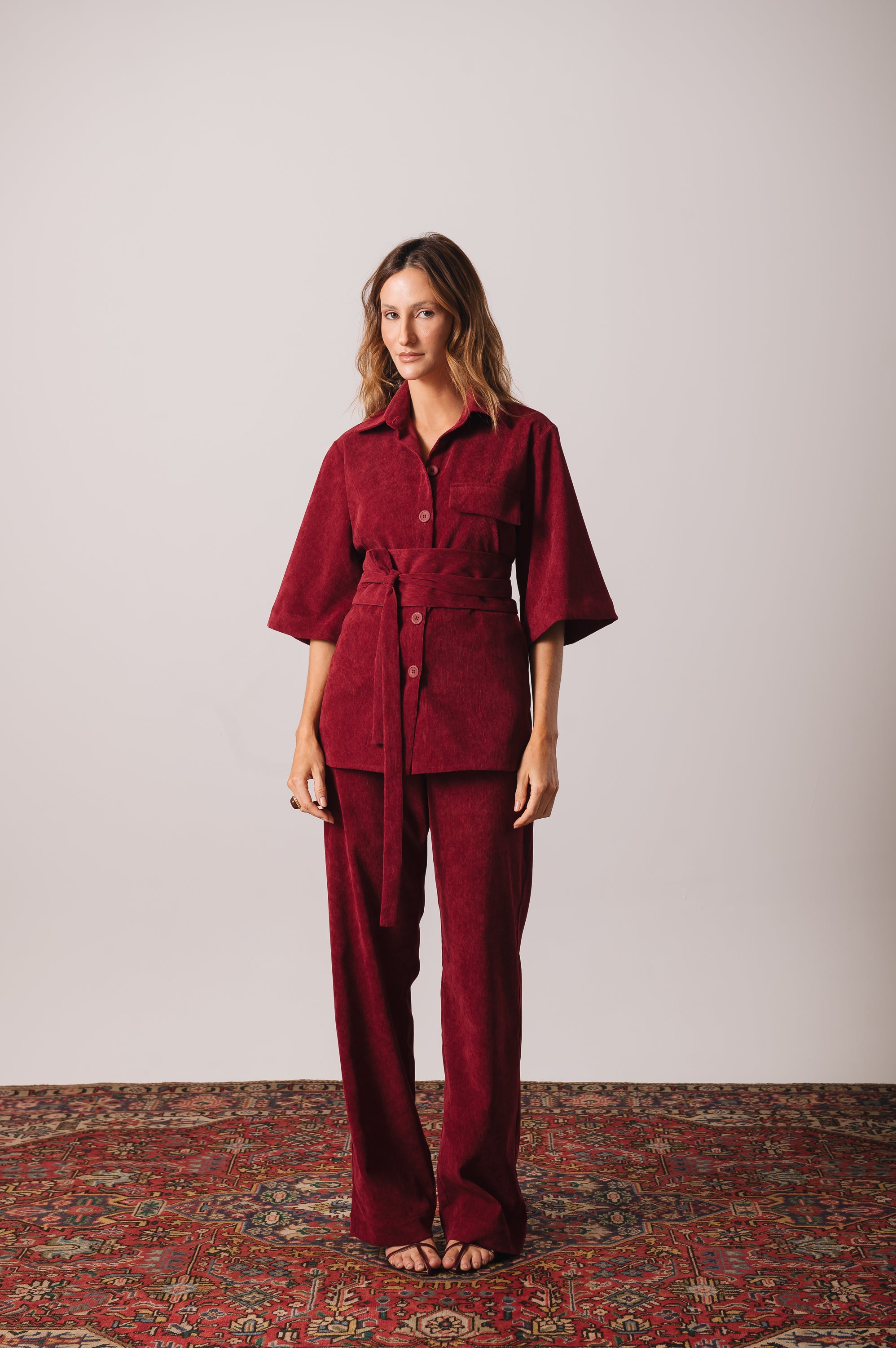 Camisa Veludo Juliana Marsala Ällie