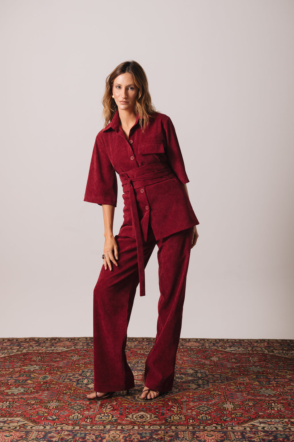 Camisa Veludo Juliana Marsala Ällie