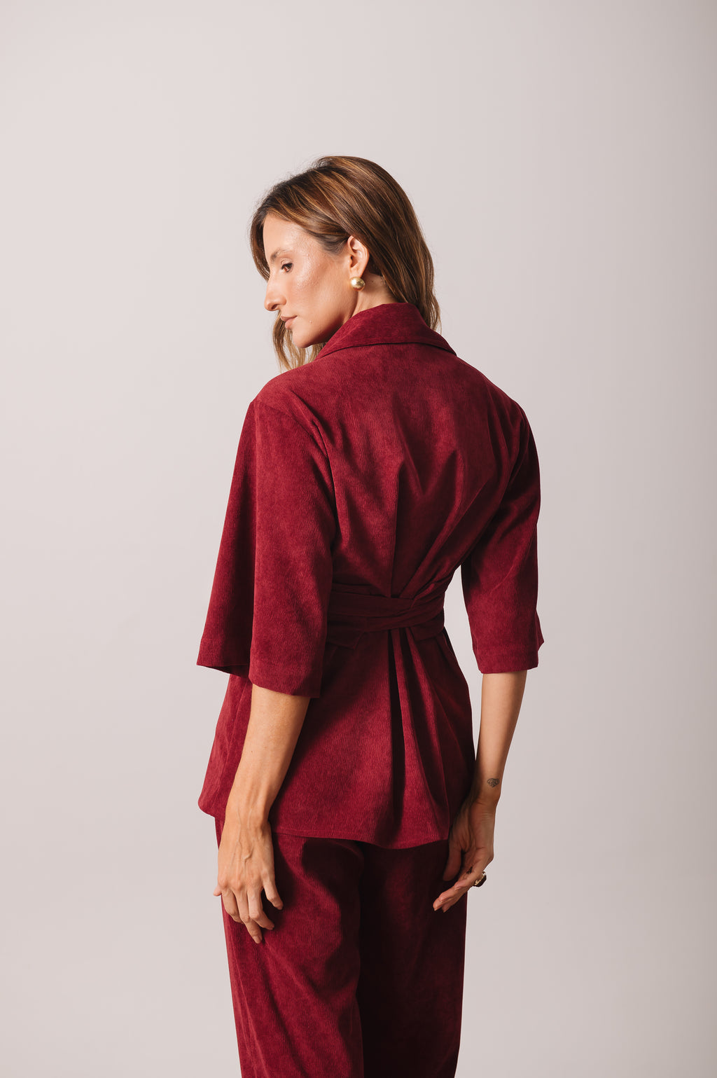 Camisa Veludo Juliana Marsala Ällie