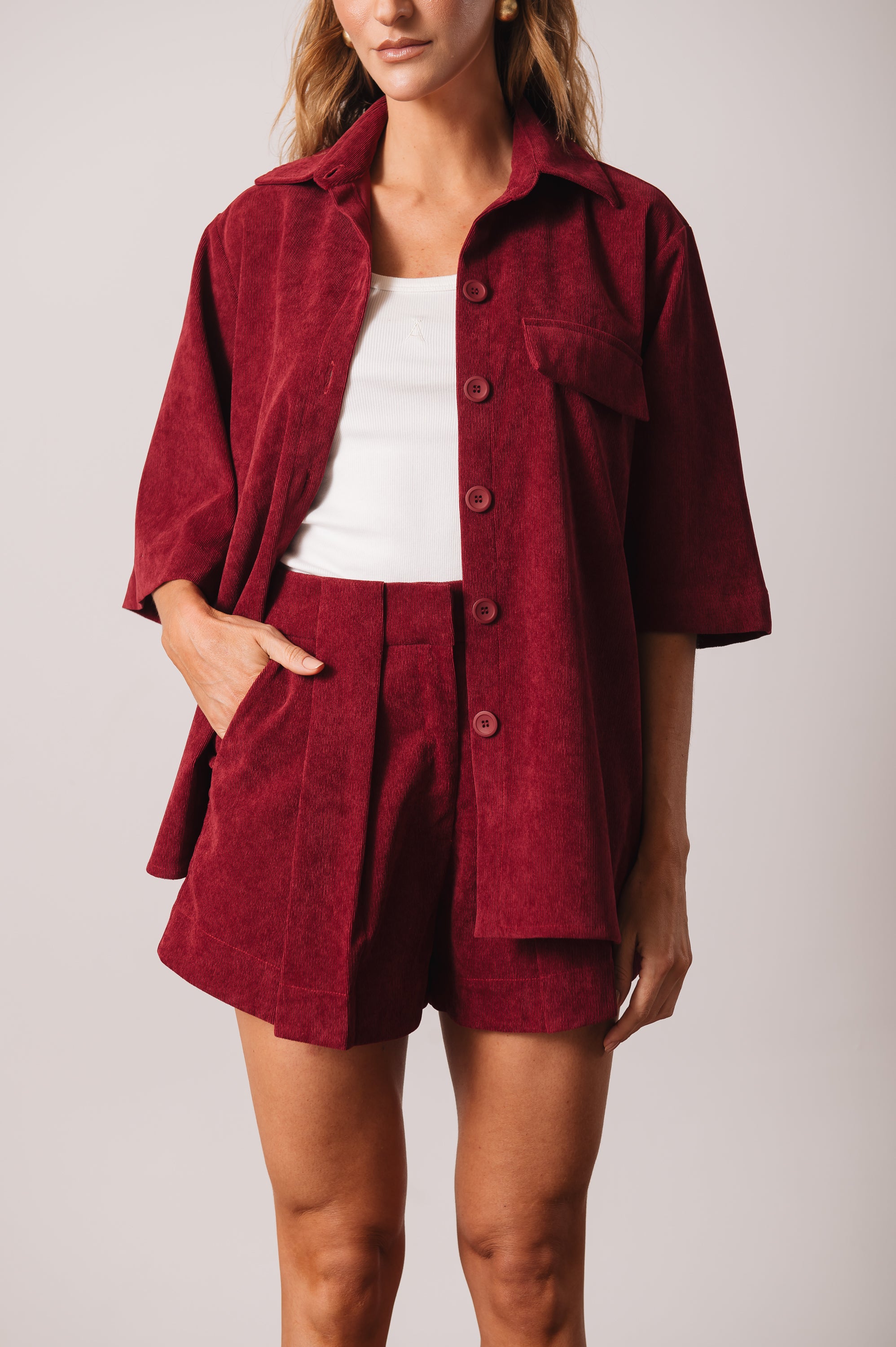 Camisa Veludo Juliana Marsala Ällie