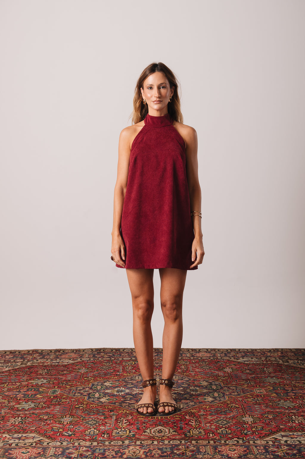 Vestido Frente Única Veludo Ísis Marsala Ällie