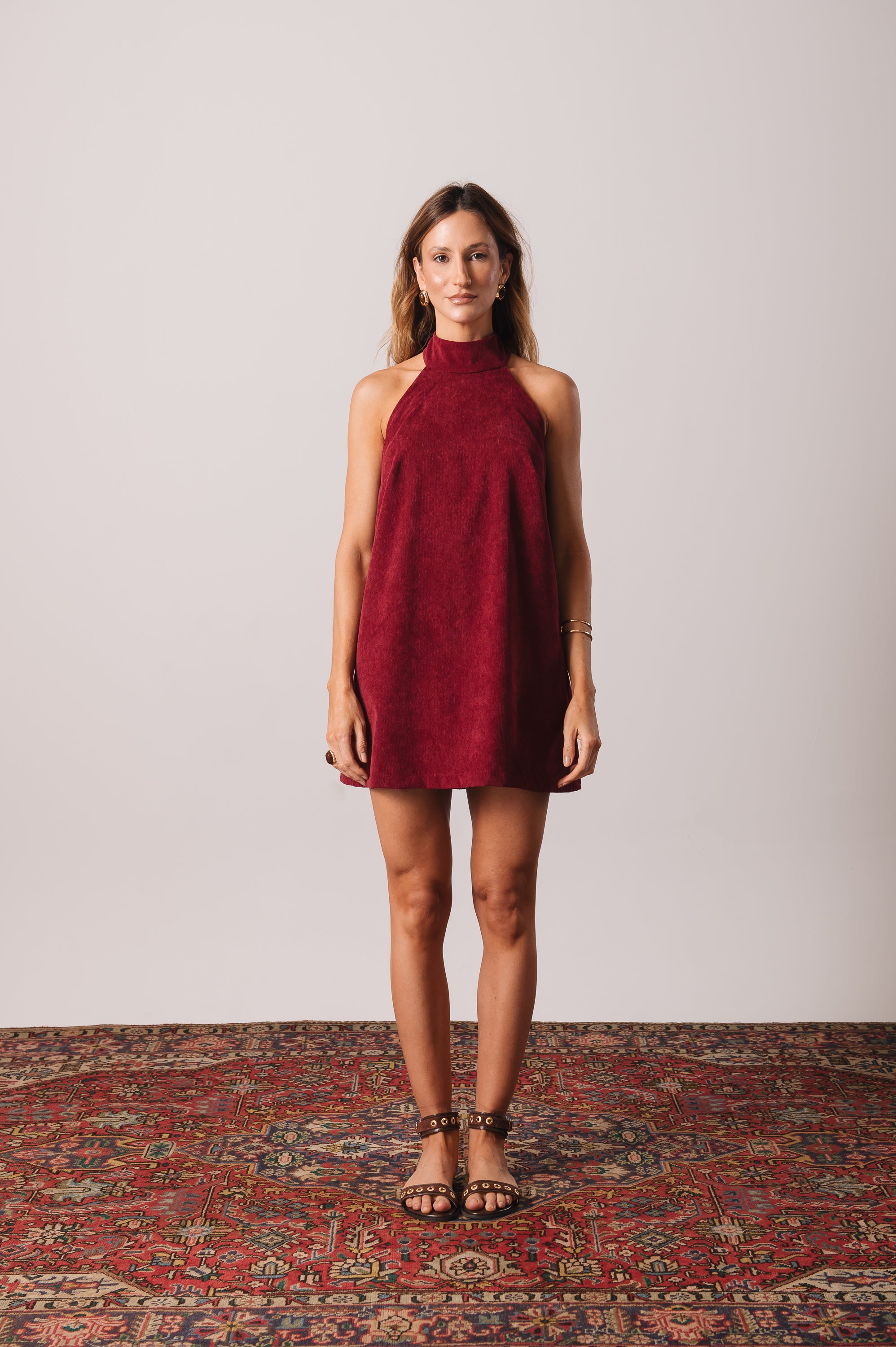 Vestido Frente Única Veludo Ísis Marsala Ällie