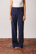 Calça Pantalona Veludo Adélia Azul Marinho Ällie