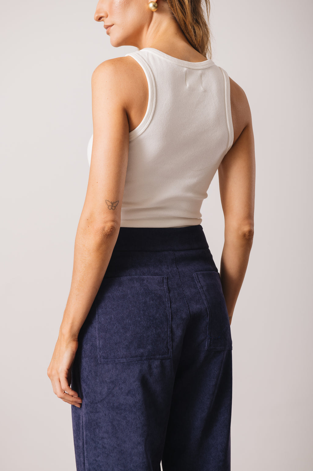 Calça Pantalona Veludo Adélia Azul Marinho Ällie