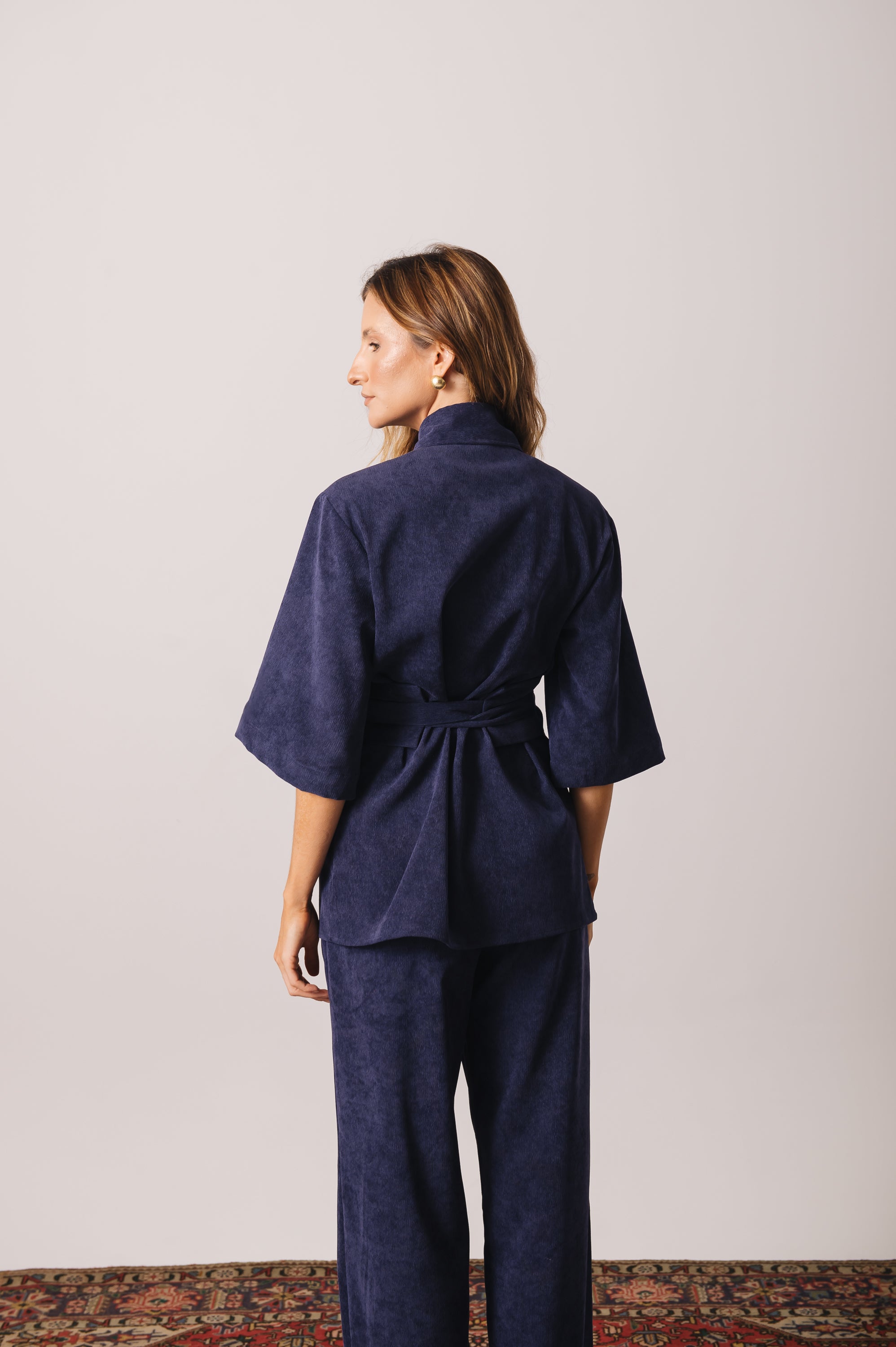 Camisa Veludo Juliana Azul Marinho Ällie