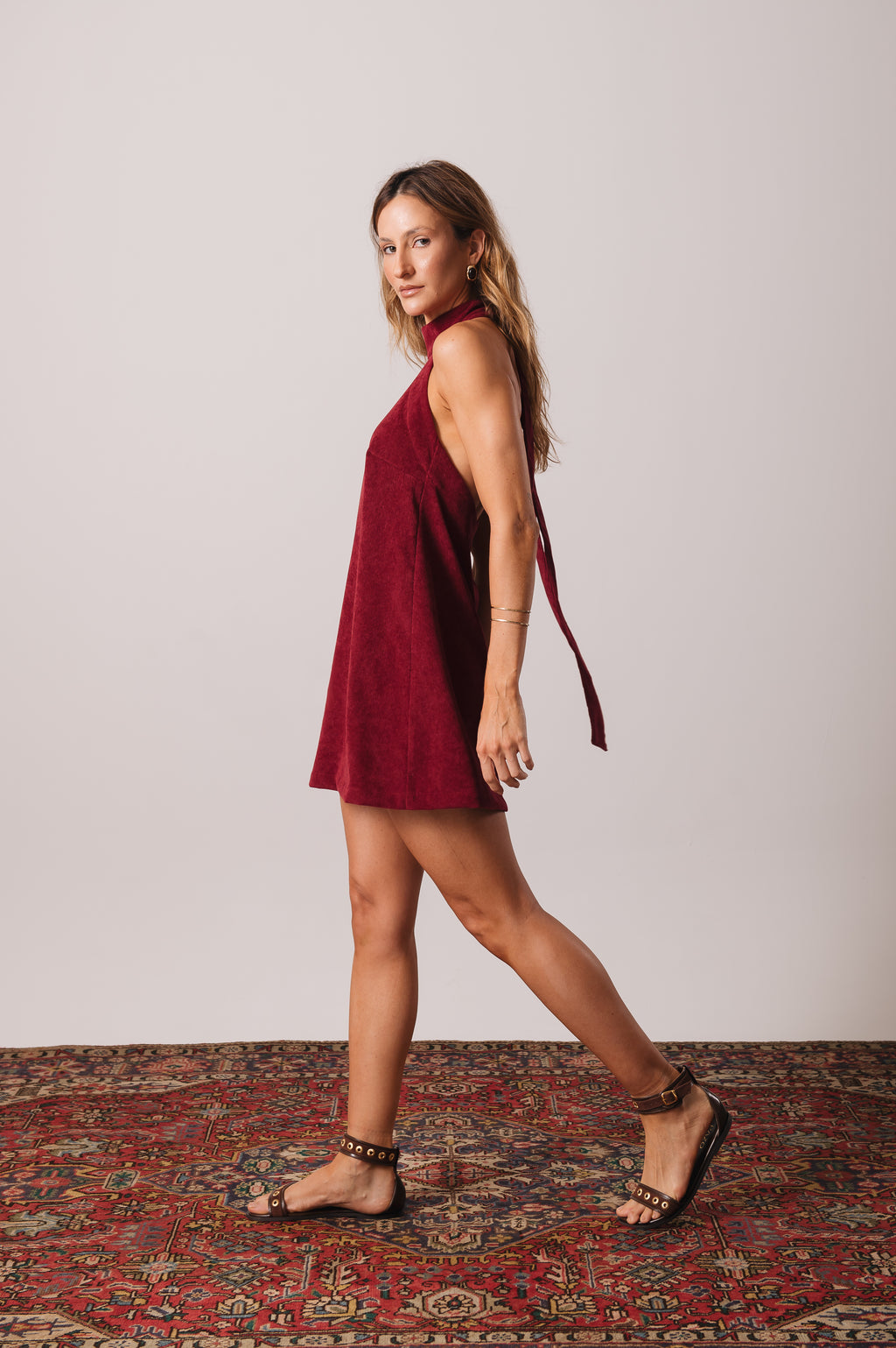 Vestido Frente Única Veludo Ísis Marsala Ällie