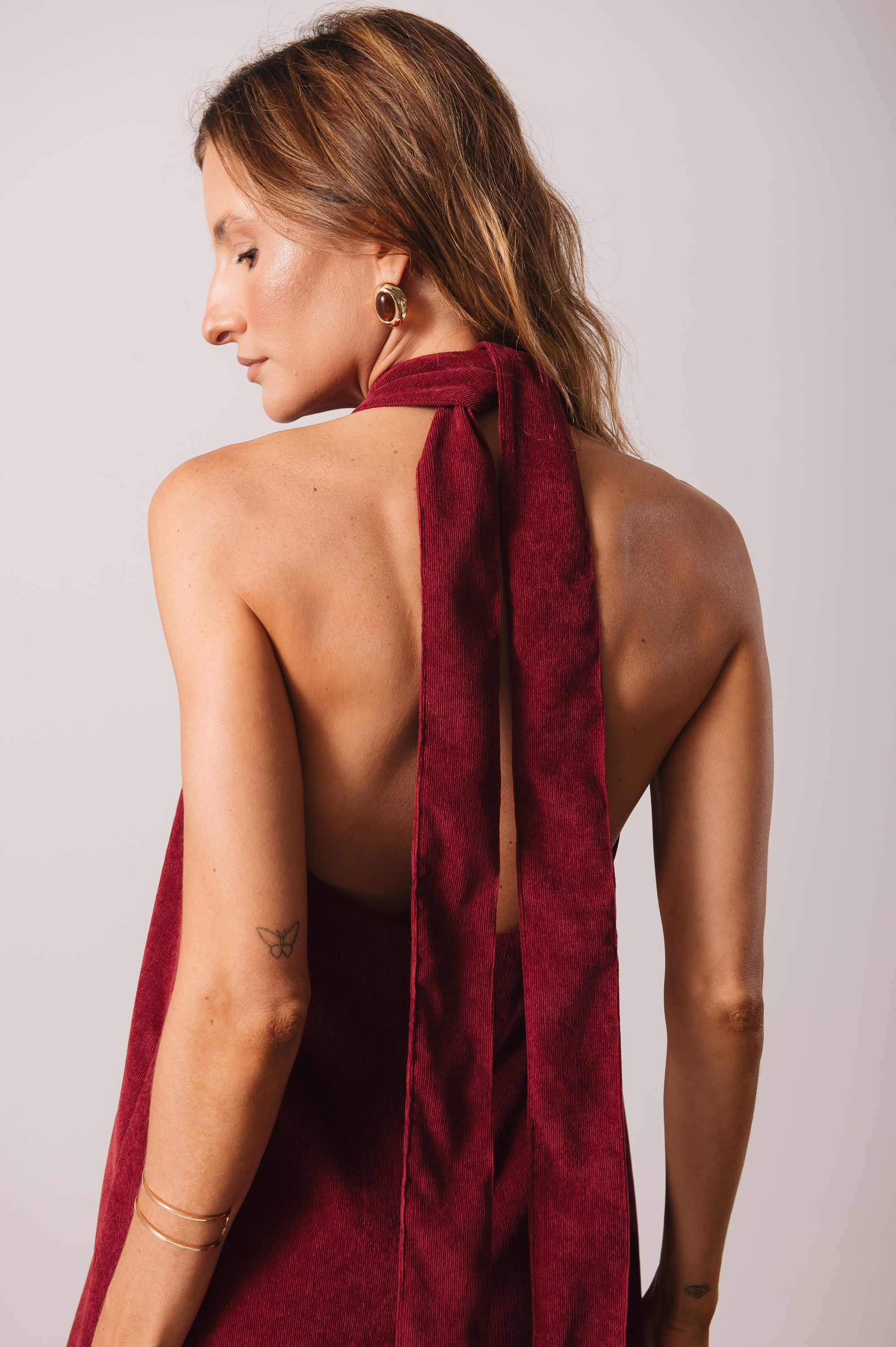 Vestido Frente Única Veludo Ísis Marsala Ällie