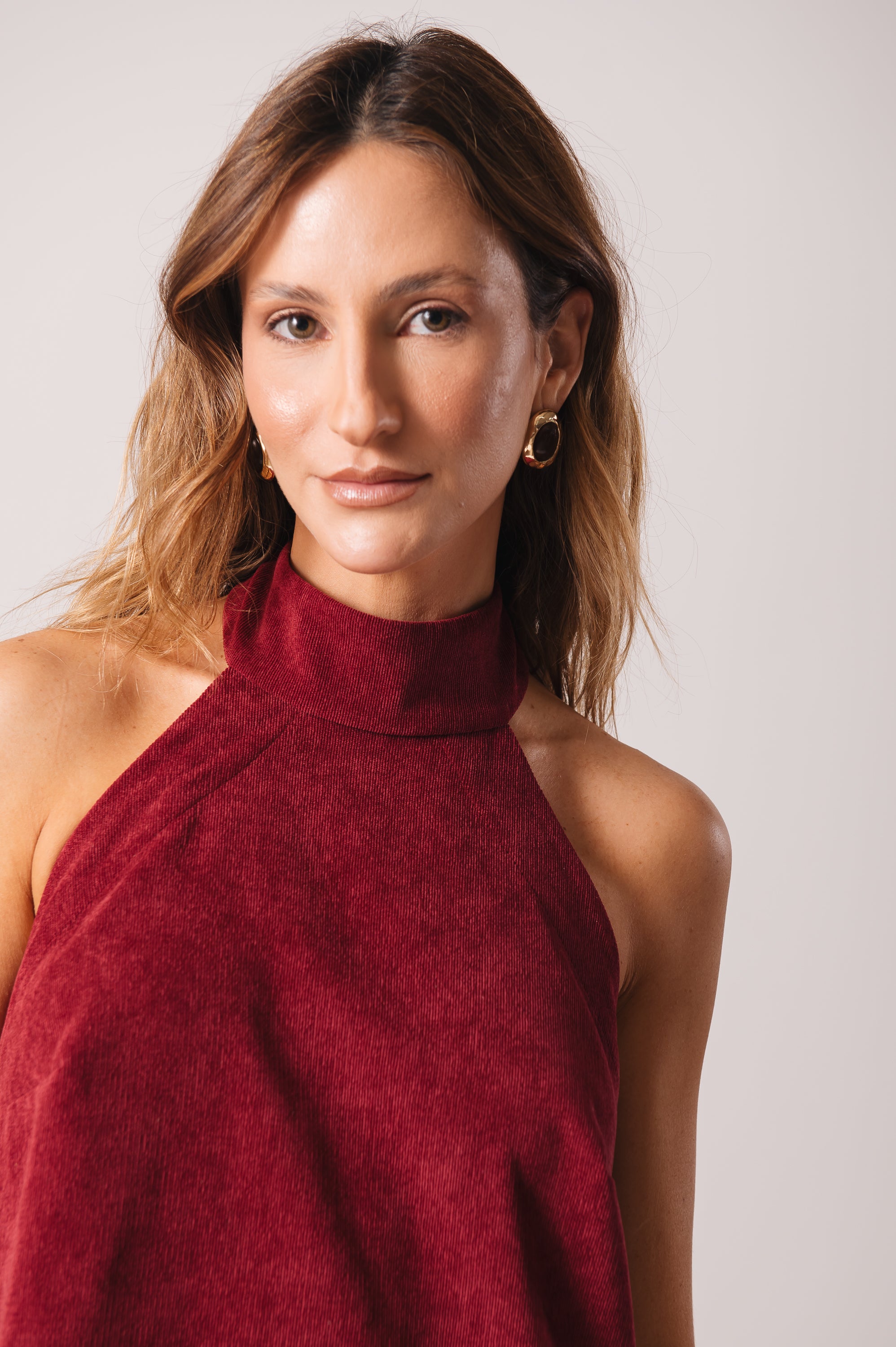 Vestido Frente Única Veludo Ísis Marsala Ällie