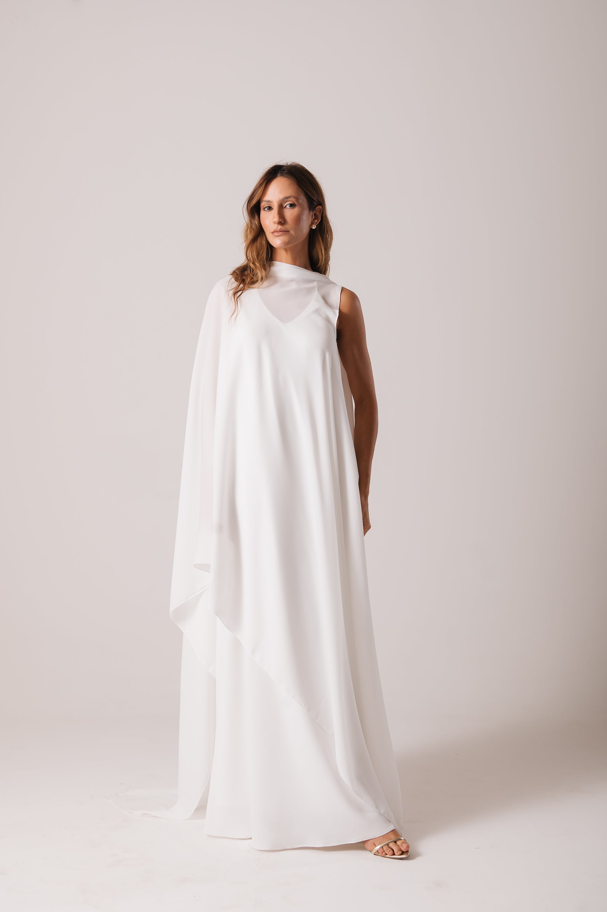 Capa Noiva Chiffon Lu Off White Ällie (Sob Encomenda)