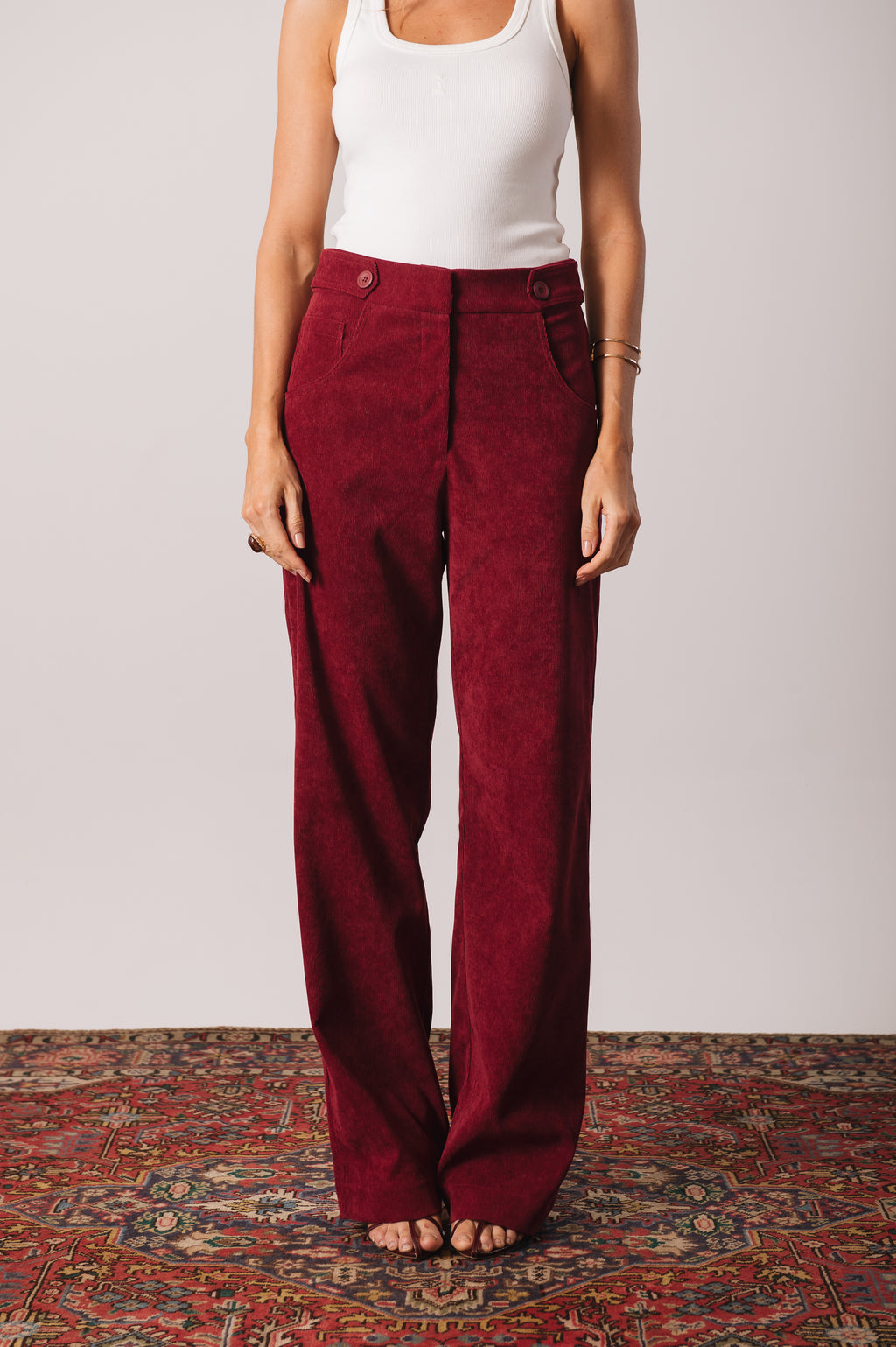 Calça Pantalona Veludo Adélia Marsala Ällie