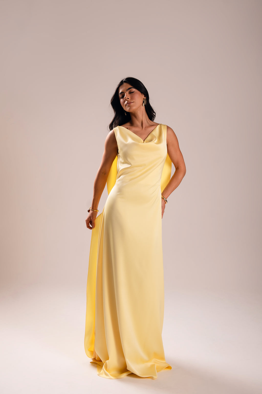 Vestido Longo Alfaiataria Gabrielle Amarelo Manteiga Saphir