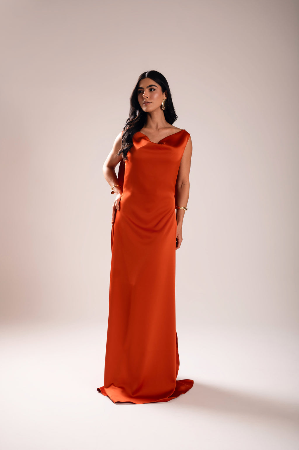 Vestido Longo Alfaiataria Gabrielle Terracota Saphir