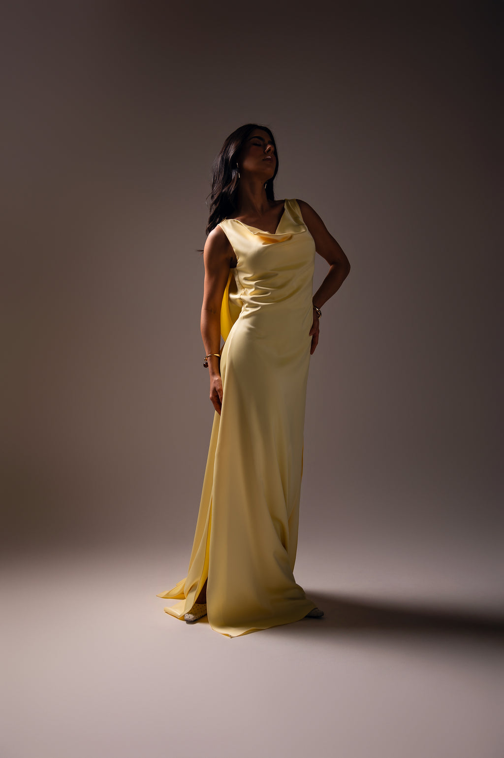 Vestido Longo Alfaiataria Gabrielle Amarelo Manteiga Saphir