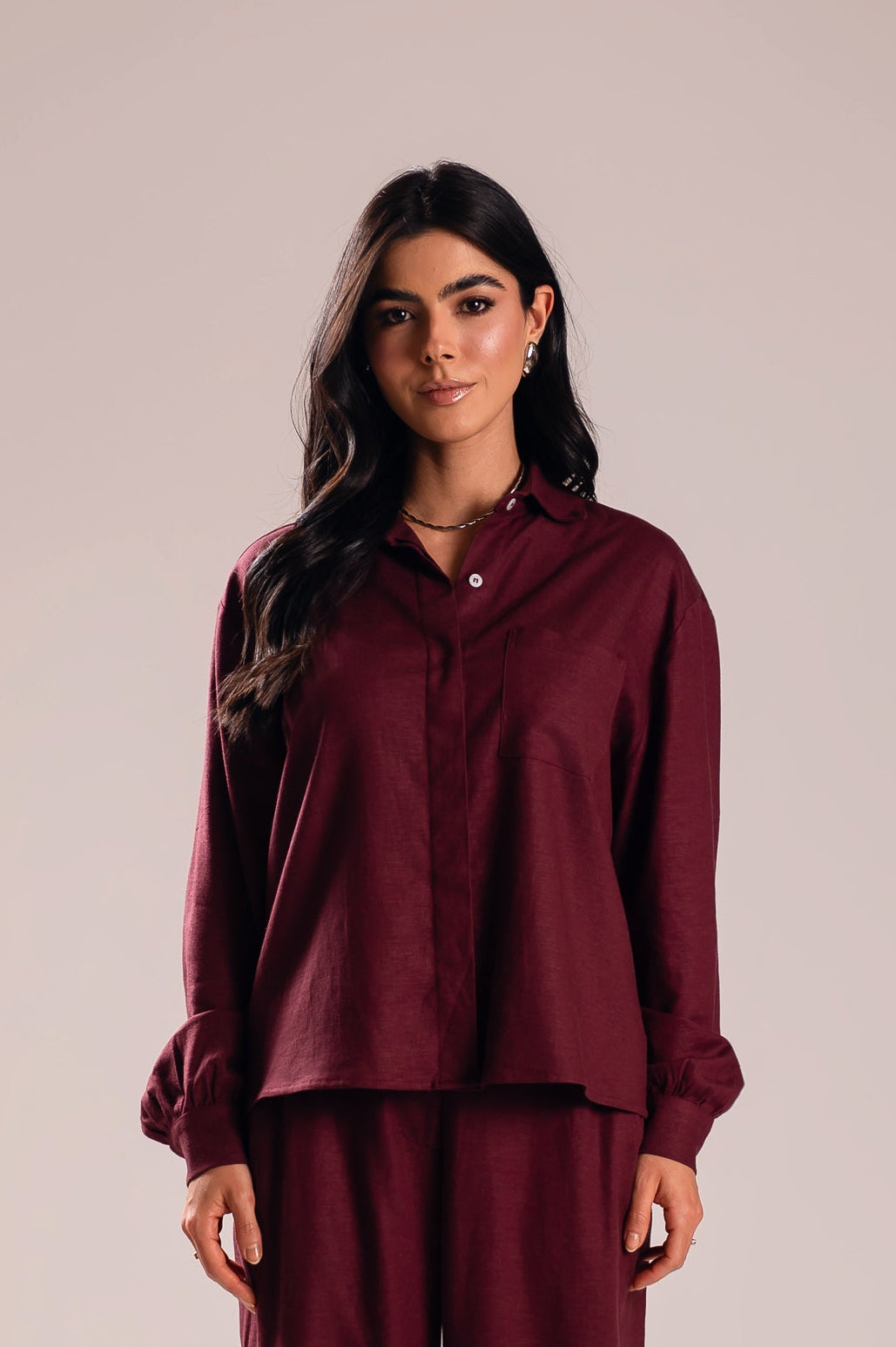 Camisa Linho Lari Uva Saphir