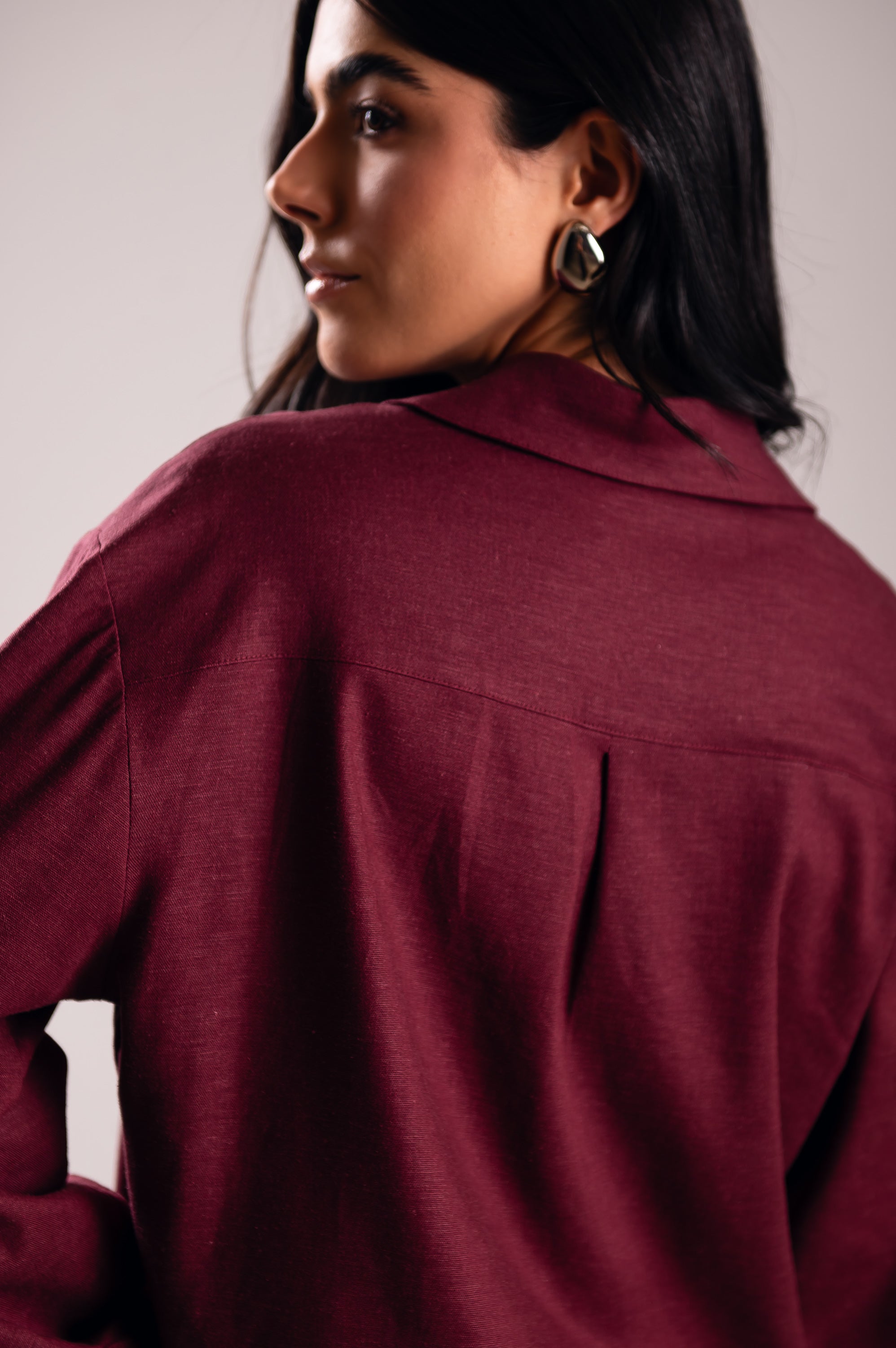 Camisa Linho Lari Uva Saphir