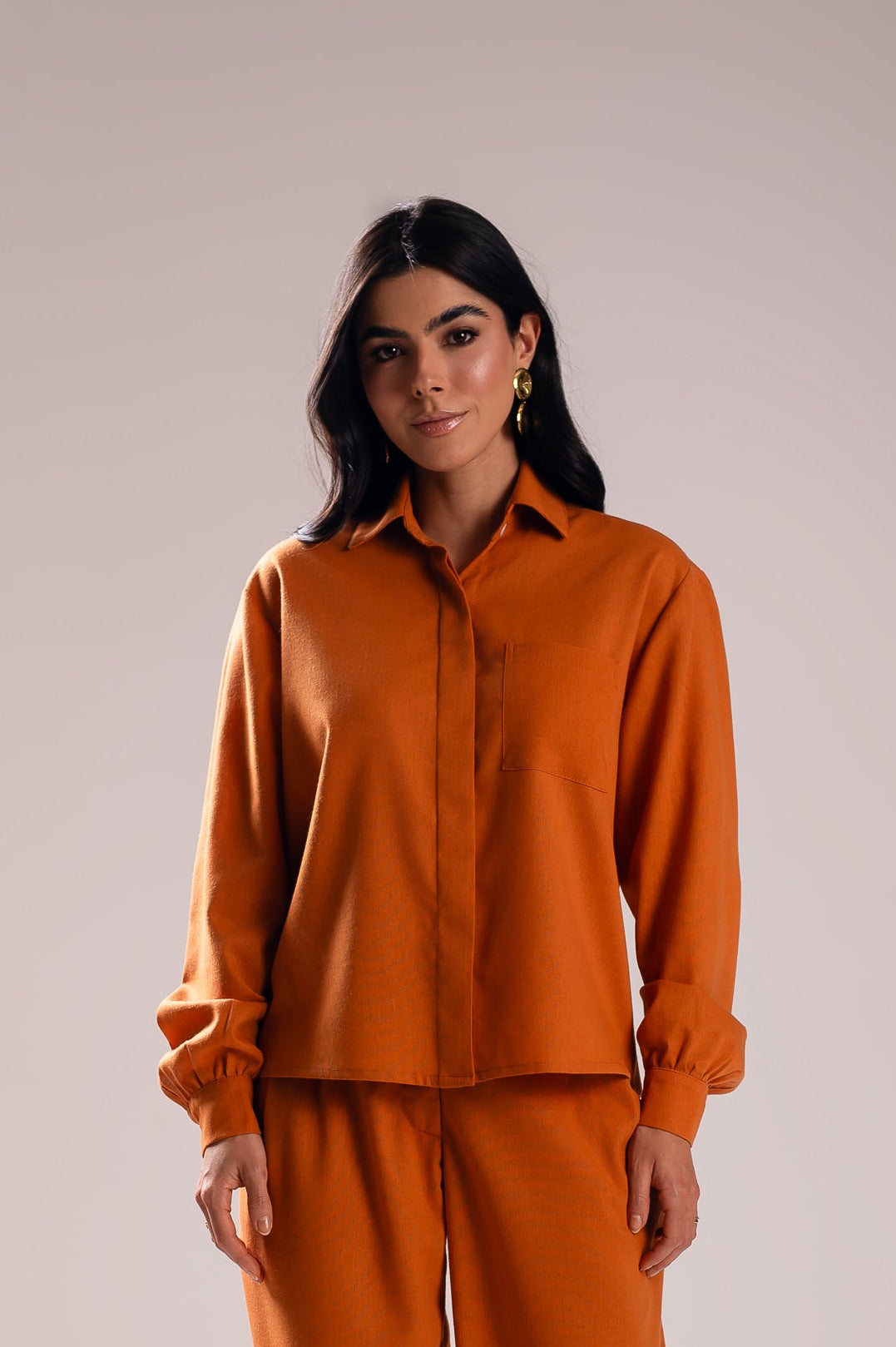 Camisa Linho Lari Caramelo Saphir