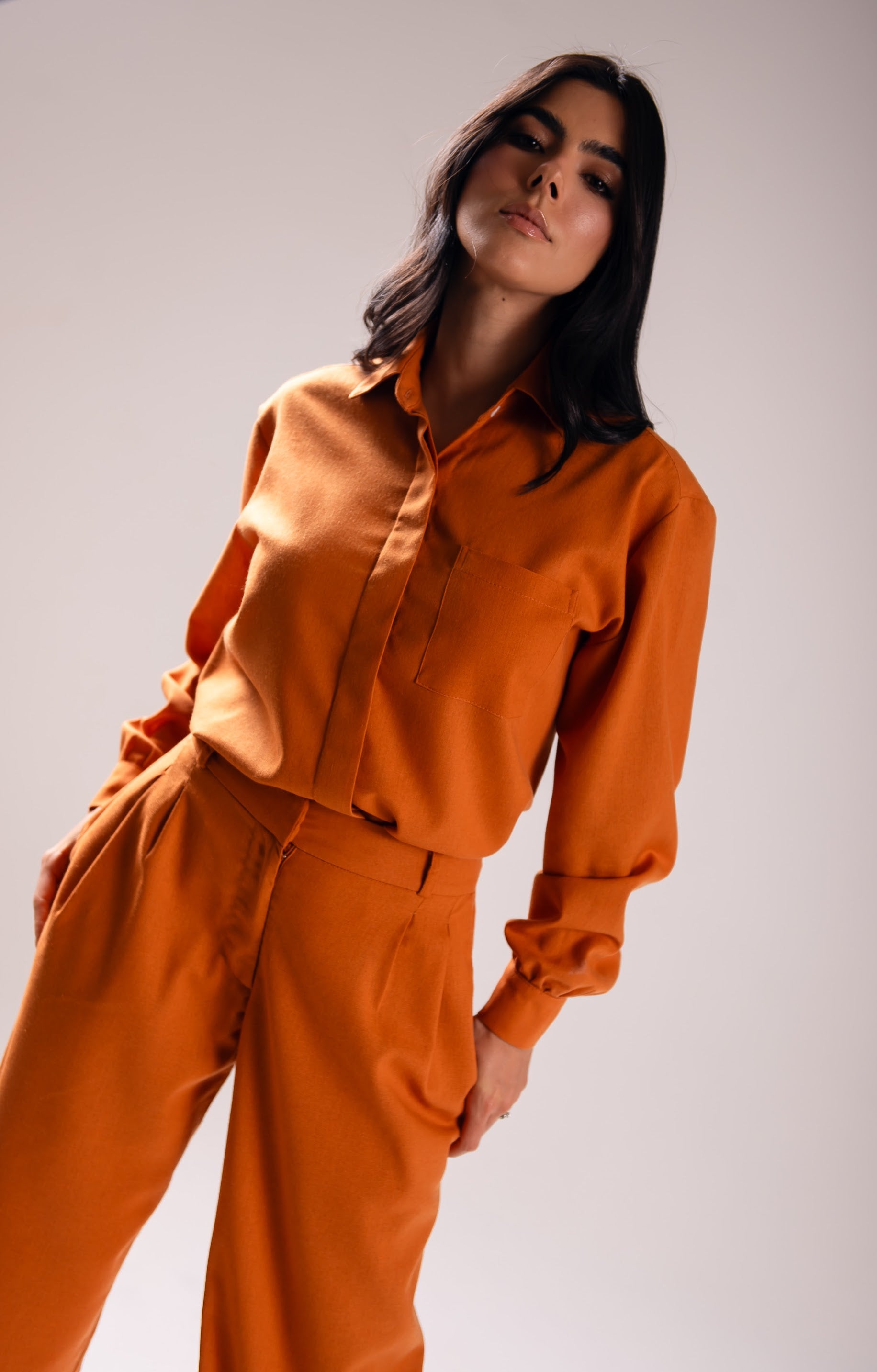 Camisa Linho Lari Caramelo Saphir