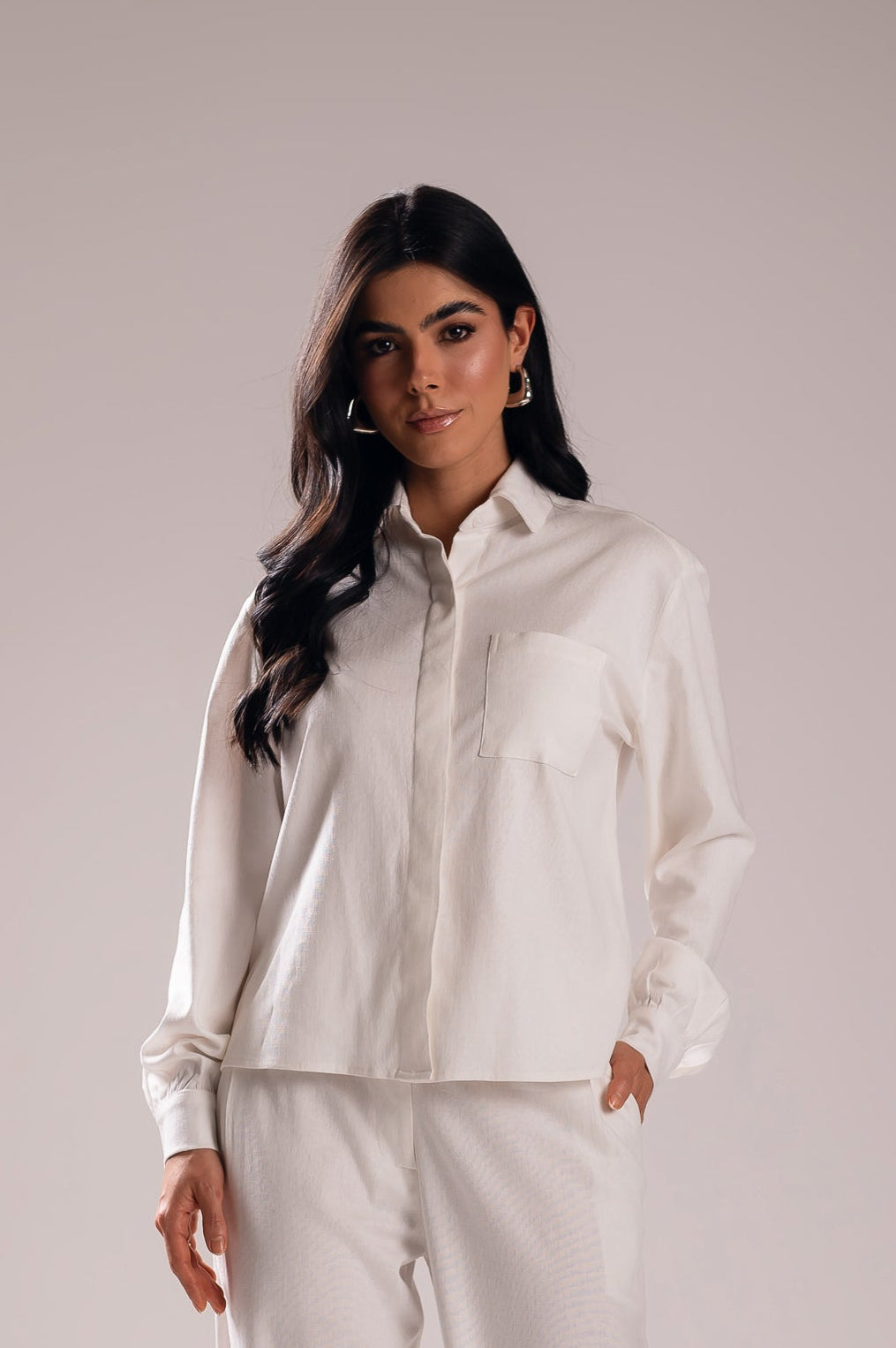 Camisa Linho Lari Off White Saphir