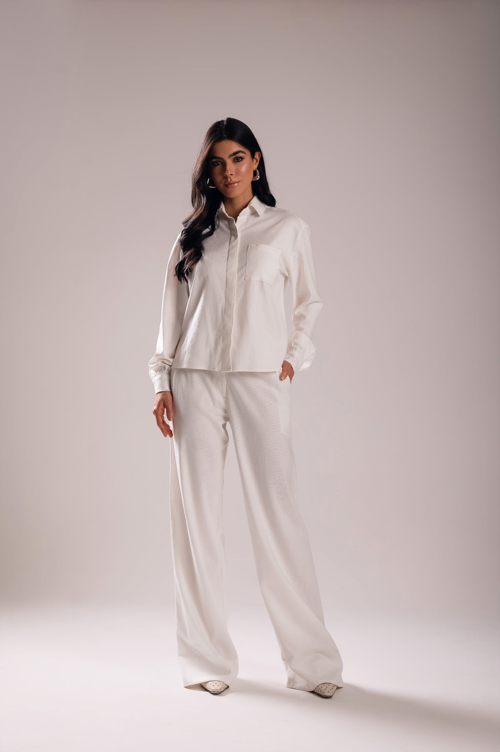 Calça Pantalona Linho Olívia Off White Saphir