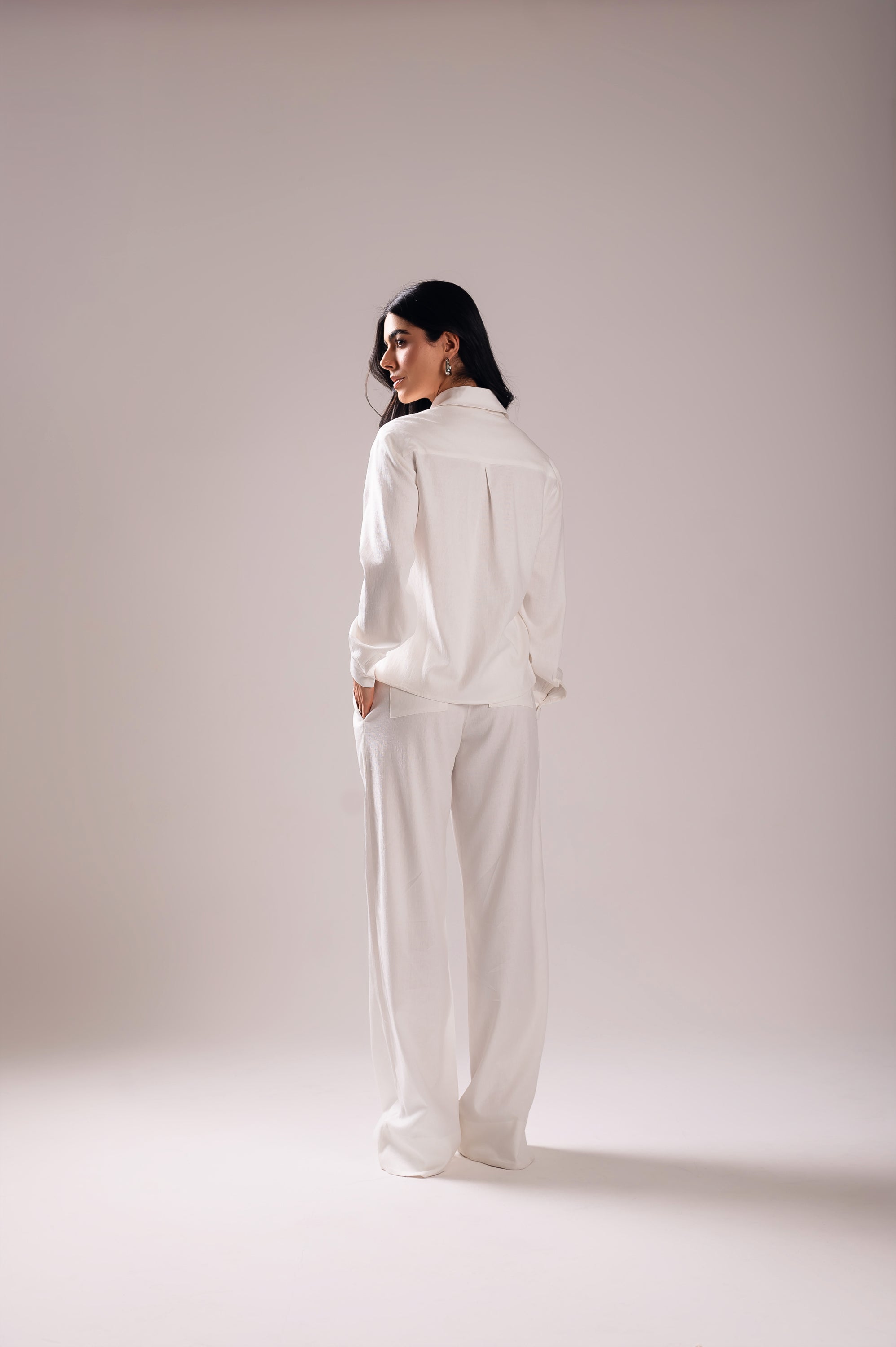 Calça Pantalona Linho Olívia Off White Saphir