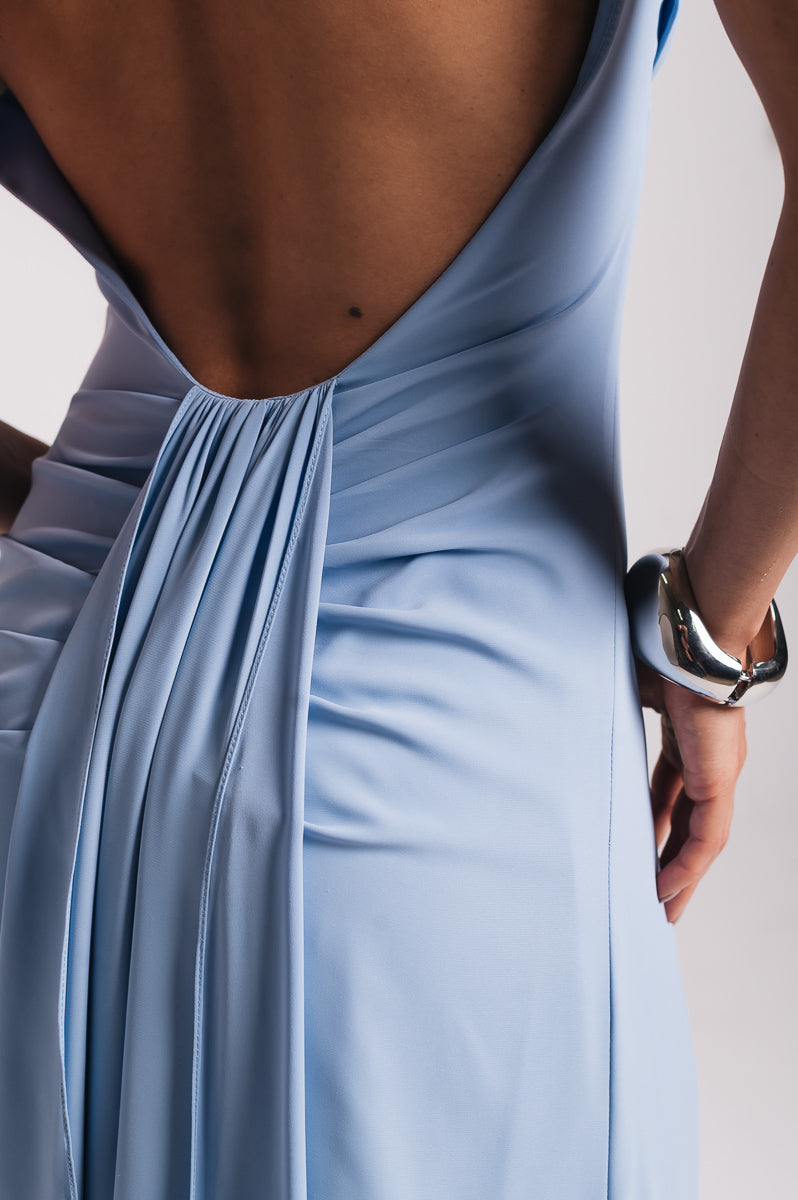 Vestido Longo Fluido Zélia Azul Serenity Saphir