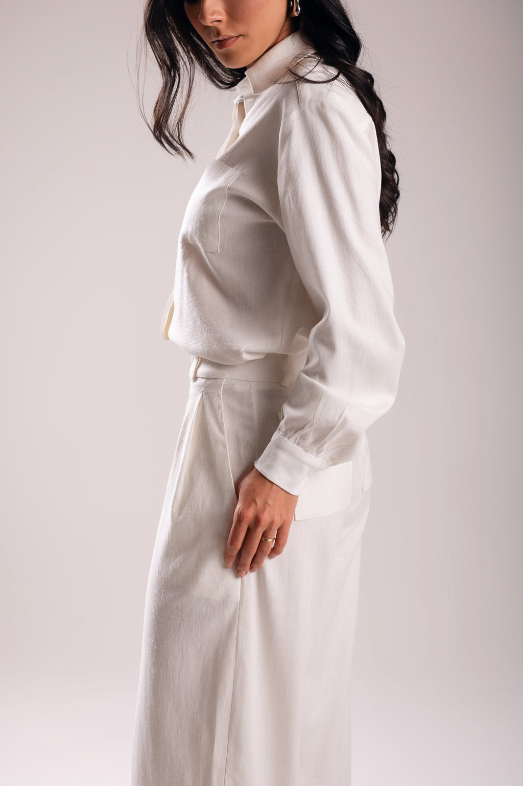 Camisa Linho Lari Off White Saphir