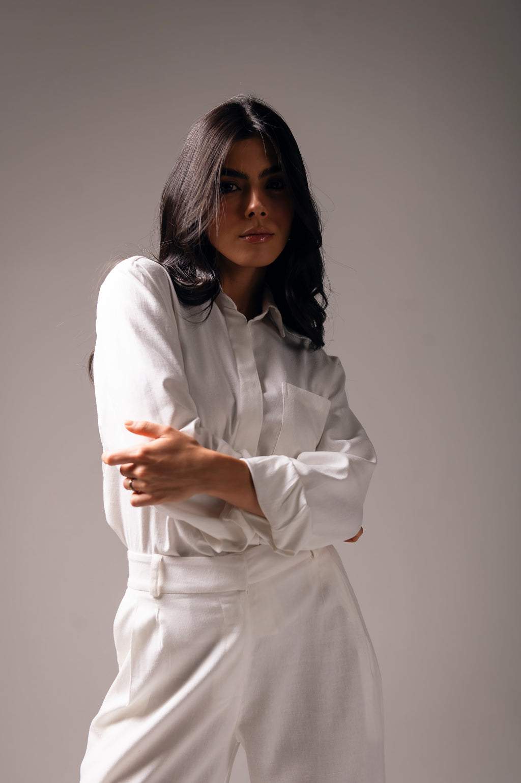 Camisa Linho Lari Off White Saphir