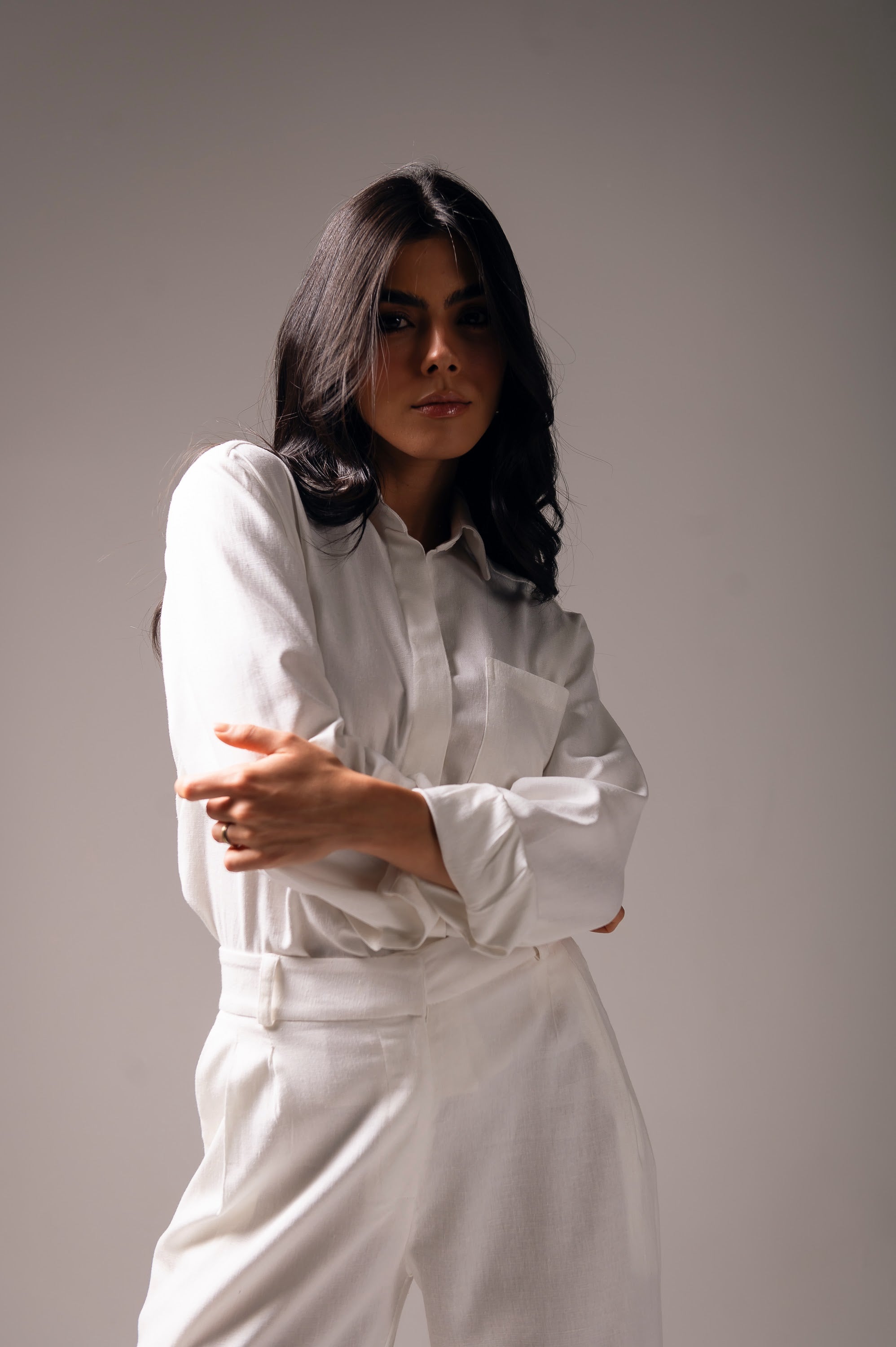 Camisa Linho Lari Off White Saphir