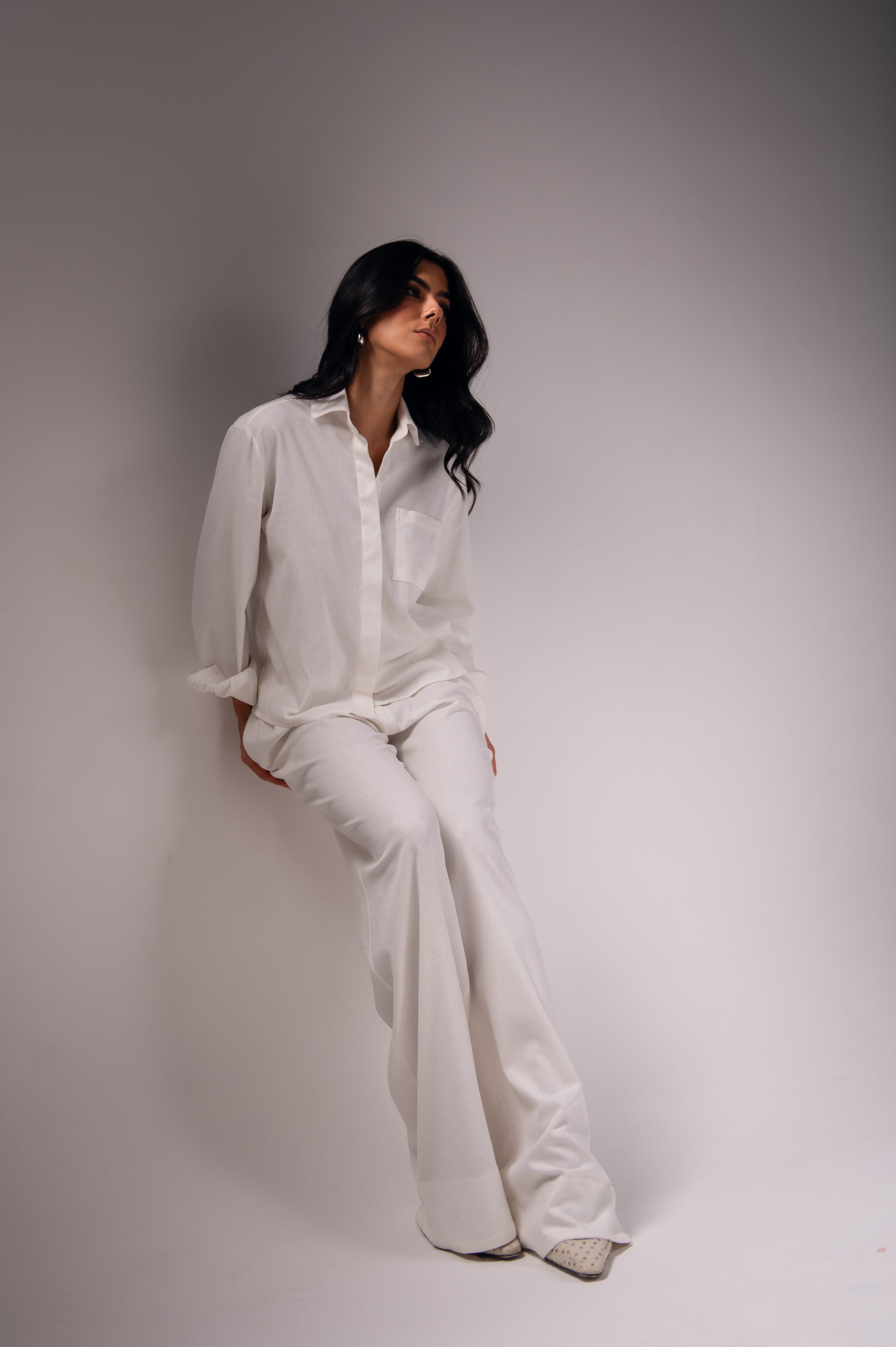 Camisa Linho Lari Off White Saphir