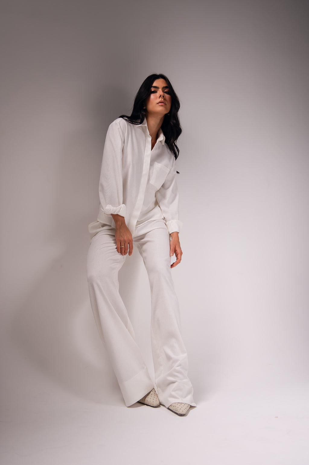 Camisa Linho Lari Off White Saphir