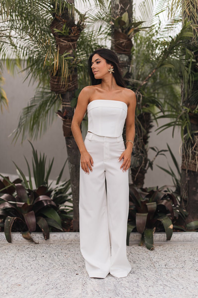 Calça Pantalona Feminina Safira Off White Saphir