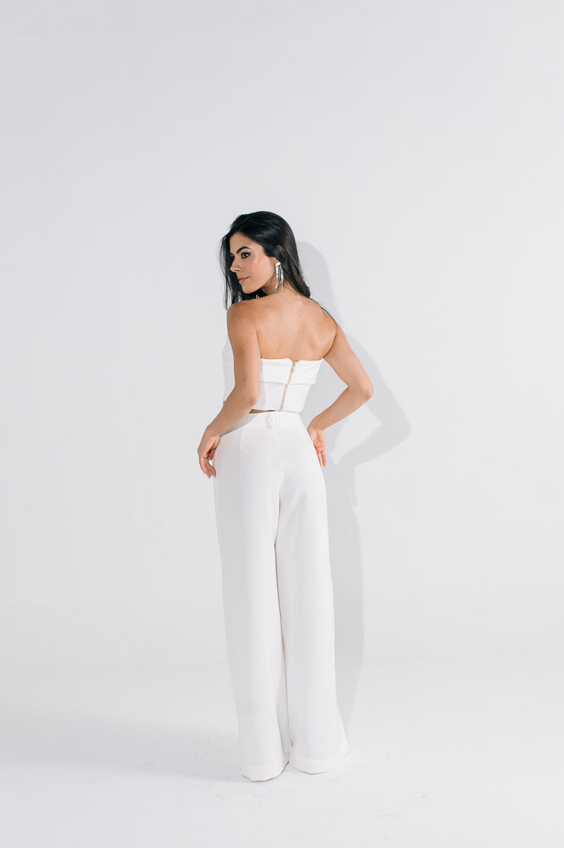 Calça Pantalona Feminina Safira Off White Saphir