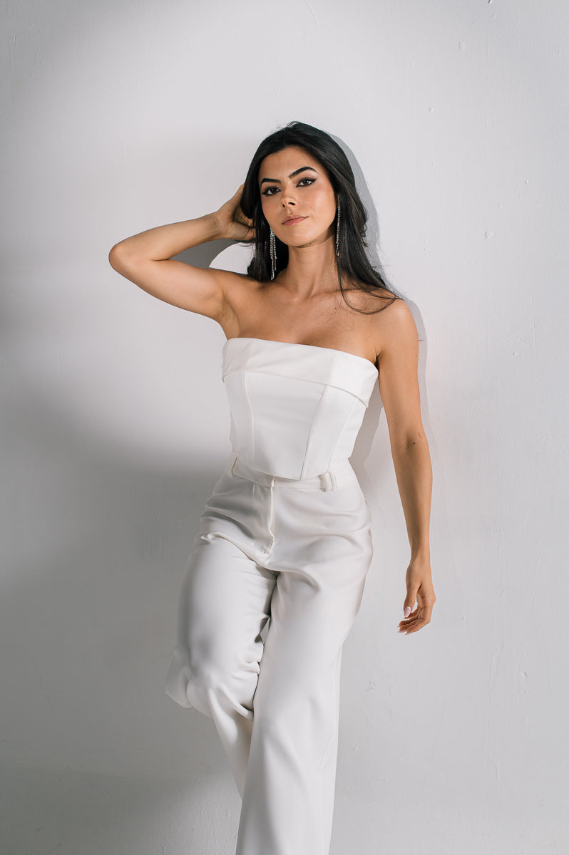 Calça Pantalona Feminina Safira Off White Saphir