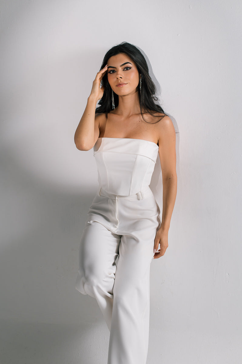 Calça Pantalona Feminina Safira Off White Saphir