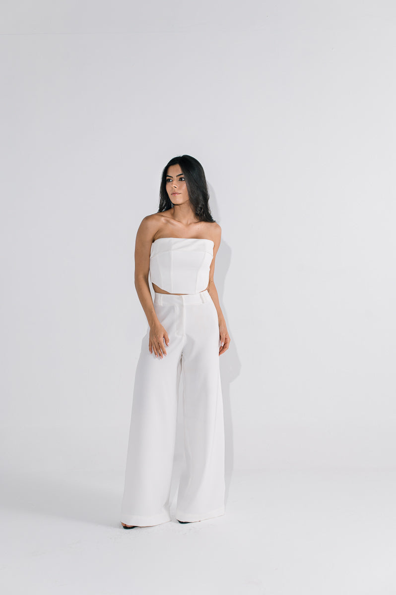 Calça Pantalona Feminina Safira Off White Saphir