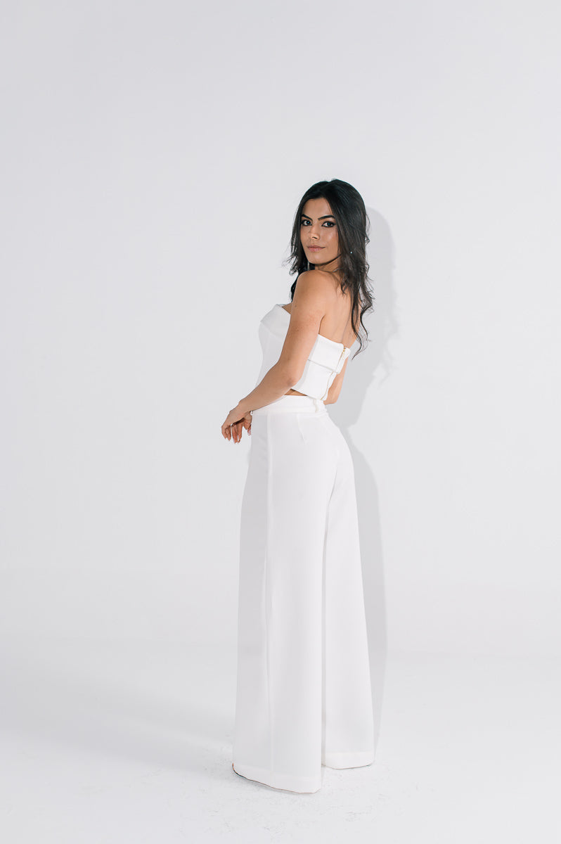 Calça Pantalona Feminina Safira Off White Saphir
